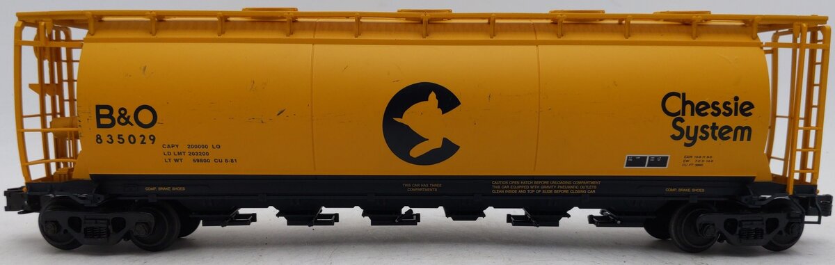 Atlas 6332-1 O Gauge Chessie Cylindrical Hopper #835029 (3Rail) VG