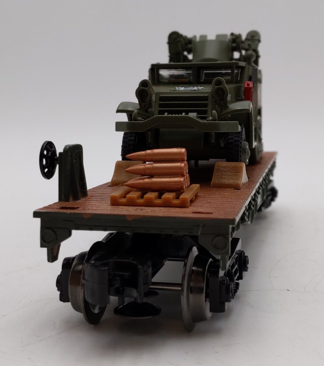 Menards 279-3384 O Gauge Army Flatcar w/ Half Track #23028 LN/Box