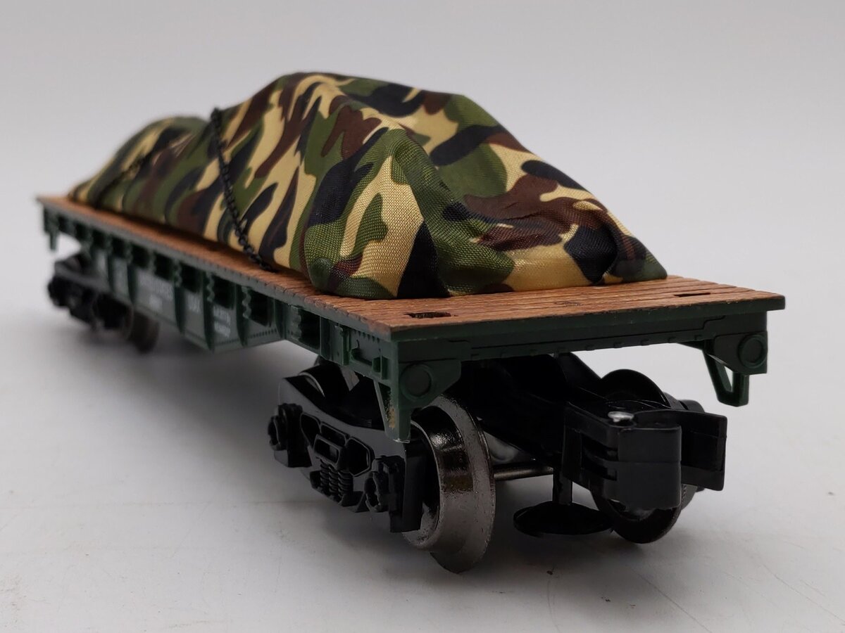 Menards 279-3478 O US Army Flat Car w/Tarped Load #22975 LN