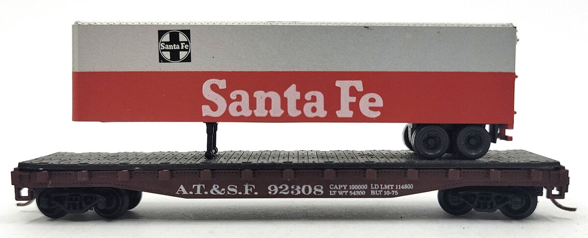 Atlas 3775 N Scale Santa Fe Piggyback Flatcar #92308 EX/Box