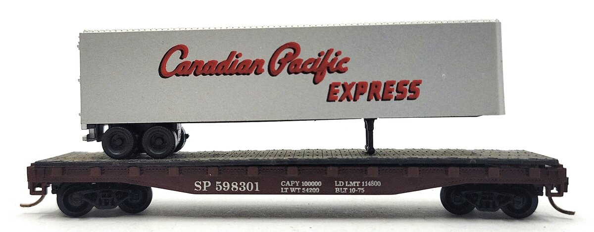Atlas 3777 N Scale CP Rail Flat Car w/ 40' Trailer #598301 EX/Box