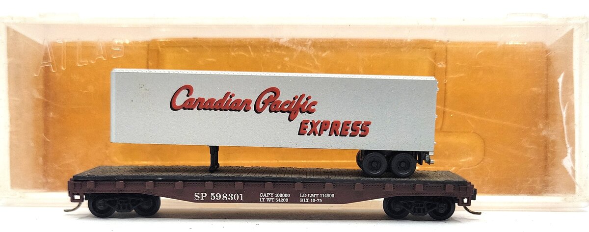 Atlas 3777 N Scale CP Rail Flat Car w/ 40' Trailer #598301 EX/Box