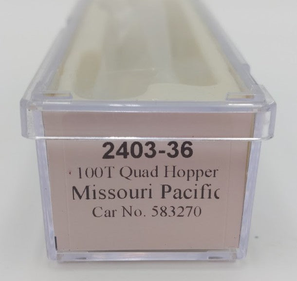 Trainworx Inc. 2403-36 N Scale MP 100-Ton Quad 4-Bay Hopper Car #583270 w Coal EX/Box