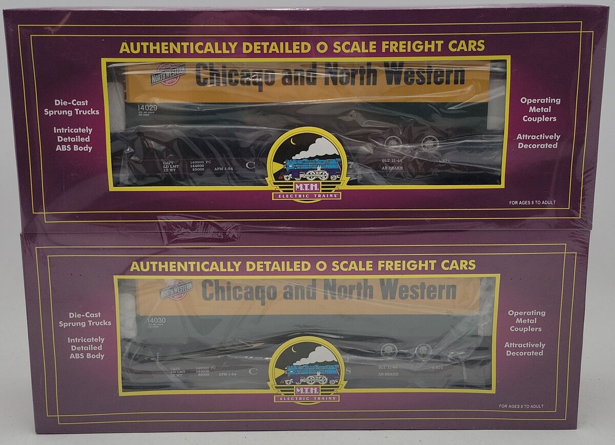MTH 20-98118 O Gauge Chicago & Northwestern Flatcars with 40' Trailers MT/Box