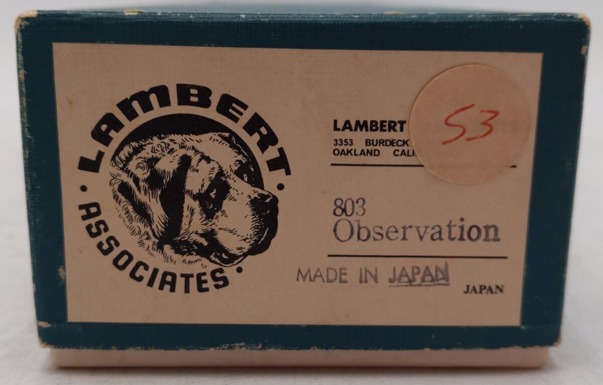 Lambert 803 HO Brass Observation Passenger Car - unpainted EX/Box