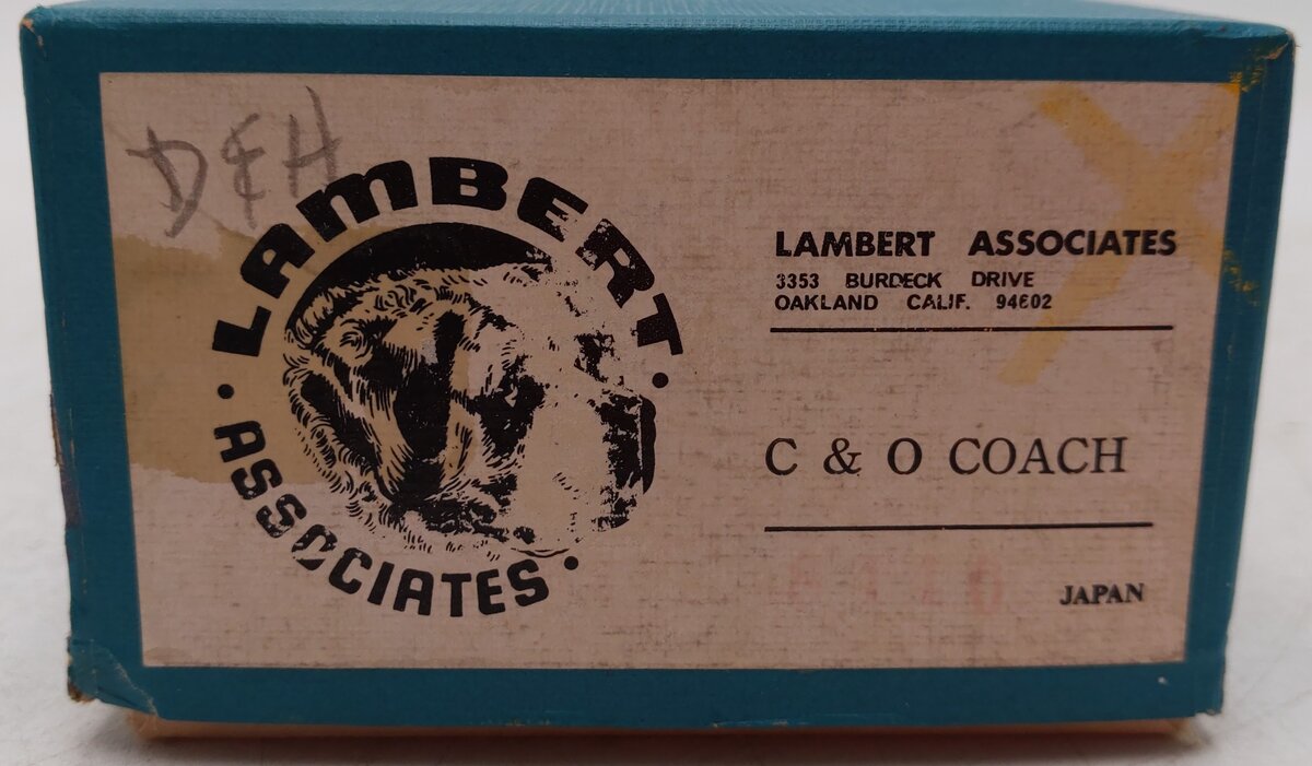 Lambert HO Scale BRASS Undecorated C&O Coach Car EX/Box