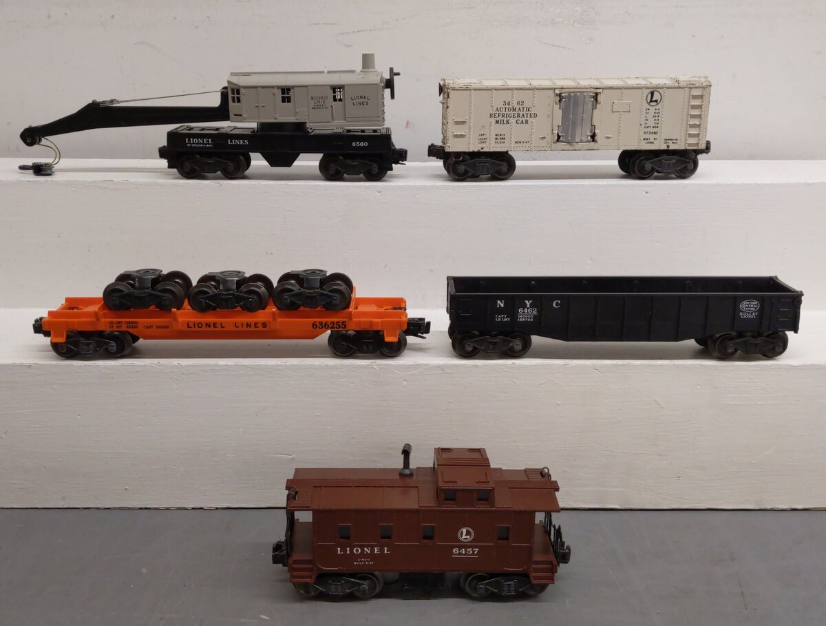 Lionel Vintage O Gauge Freight Cars: 3462, 6457, 6462, 6560, 636255 [5] EX