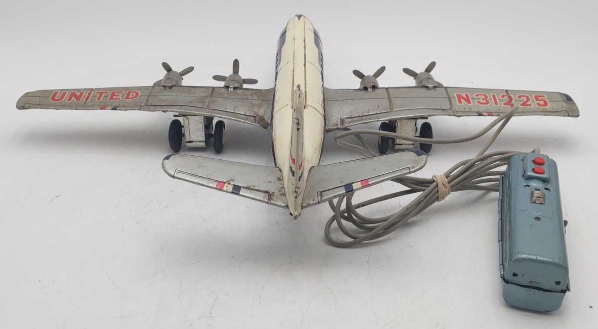 Nomura Vintage Tinplate United DC-7 Mainliner Battery Operated Toy VG
