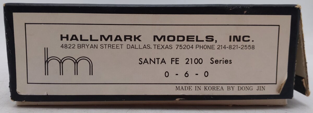 Hallmark Models BRASS HO Santa Fe 2100 Series 0-6-0 Steam Locomotive & Tender/Box