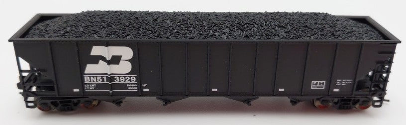 Trainworx Inc 2411-14 N Burlington Northern 100-Ton 4-Bay Hopper #513929 w Coal EX/Box