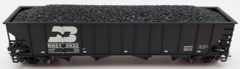 Trainworx Inc 2411-15 N Burlington Northern 100-Ton 4-Bay Hopper #513932 w Coal EX/Box
