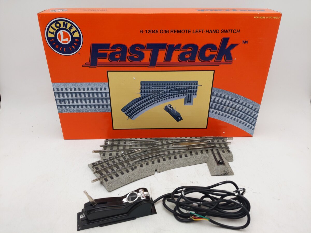 Lionel 6-12045 O36 Left Hand Remote-Control FasTrack Curved Switch Turnout EX/Box