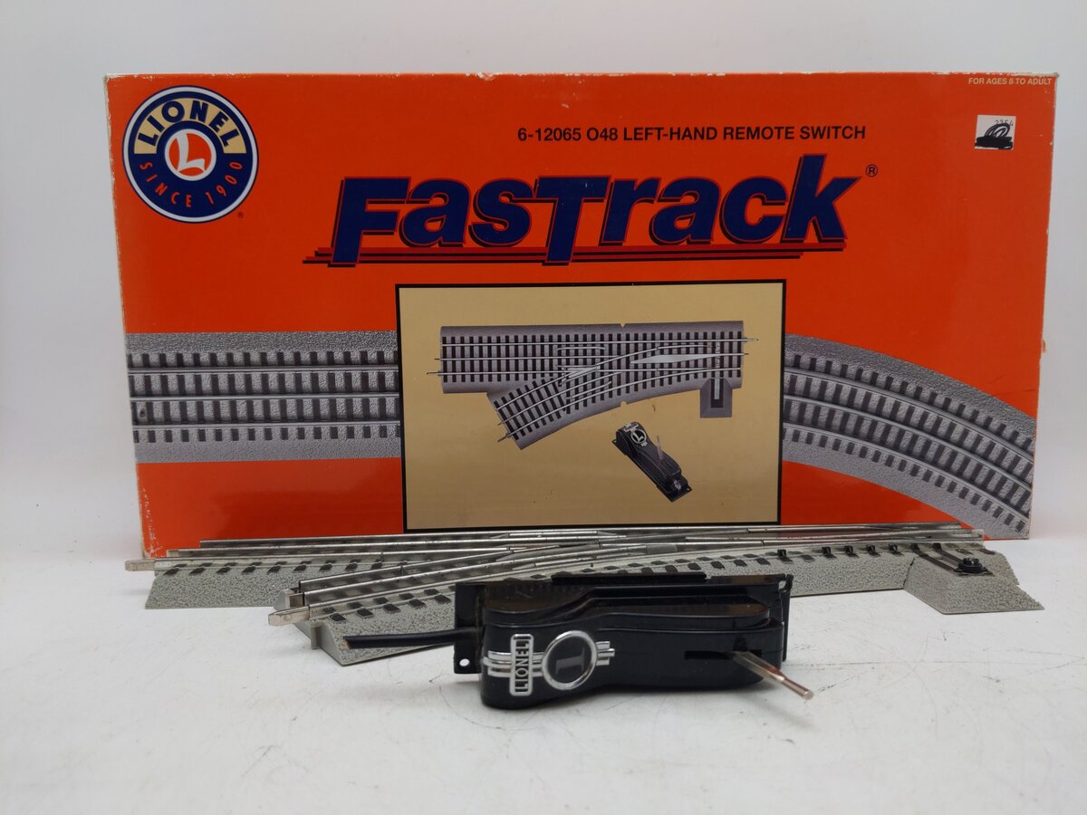 Lionel 6-12065 O Gauge O48 Left Hand Remote-Control 30° FasTrack Switch Turnout EX/Box