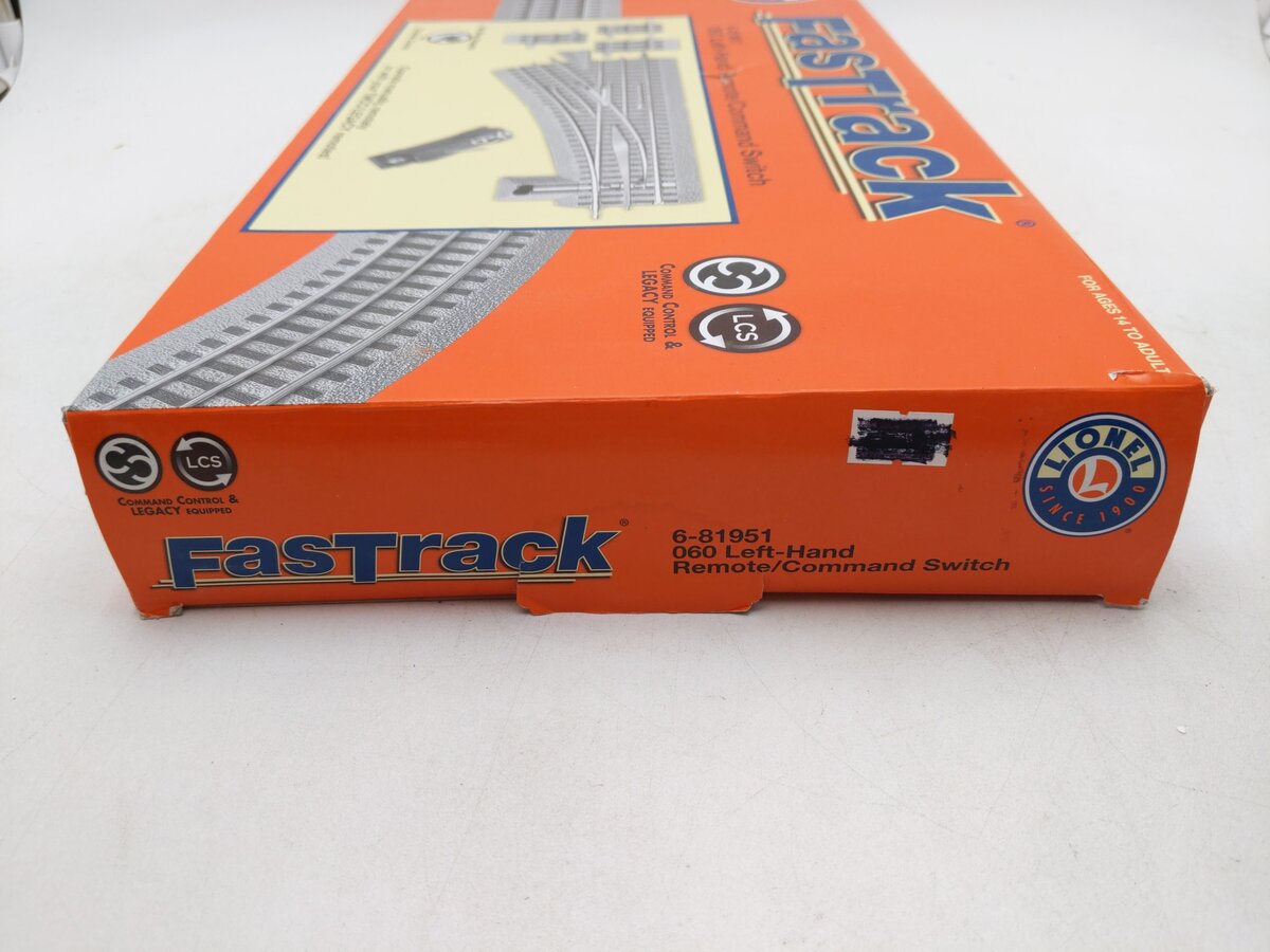 Lionel 6-81951 O O60 FastRack Remote Left Hand Switch Turnout EX/Box
