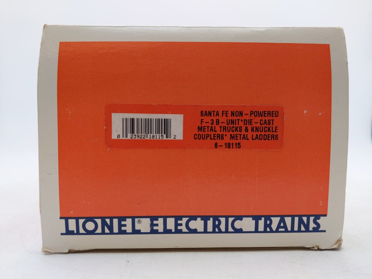 Lionel 6-18115 O Santa Fe F-3 B Unit Non-Powered Diesel Locomotive EX/Box
