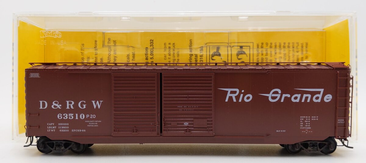 Kadee 6708 HO Denver & Rio Grande Western 50' PS-1 Boxcar #63510 EX/Box