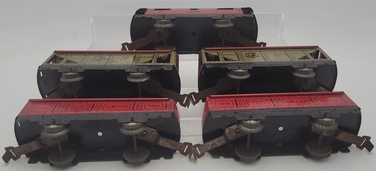 O Gauge Assorted Prewar C.R.I&P, N.P, N.Y.C Freight Cars #694, #1678, #552 [5] VG