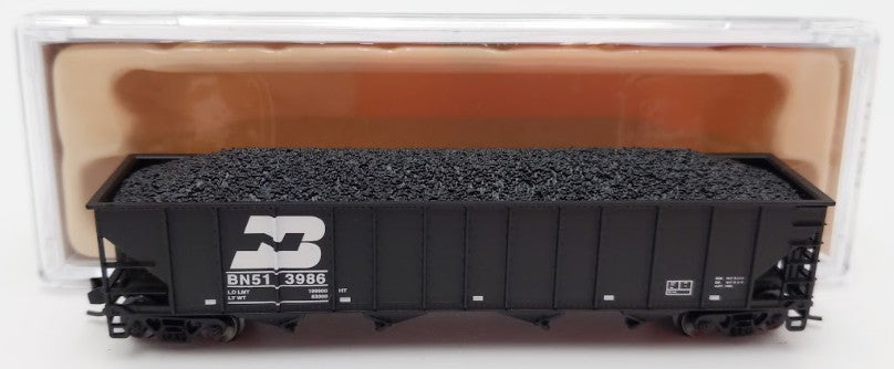 Trainworx Inc 2411-17 N Burlington Northern 100-Ton 4-Bay Hopper #513986 w Coal EX/Box
