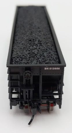 Trainworx Inc 2411-17 N Burlington Northern 100-Ton 4-Bay Hopper #513986 w Coal EX/Box