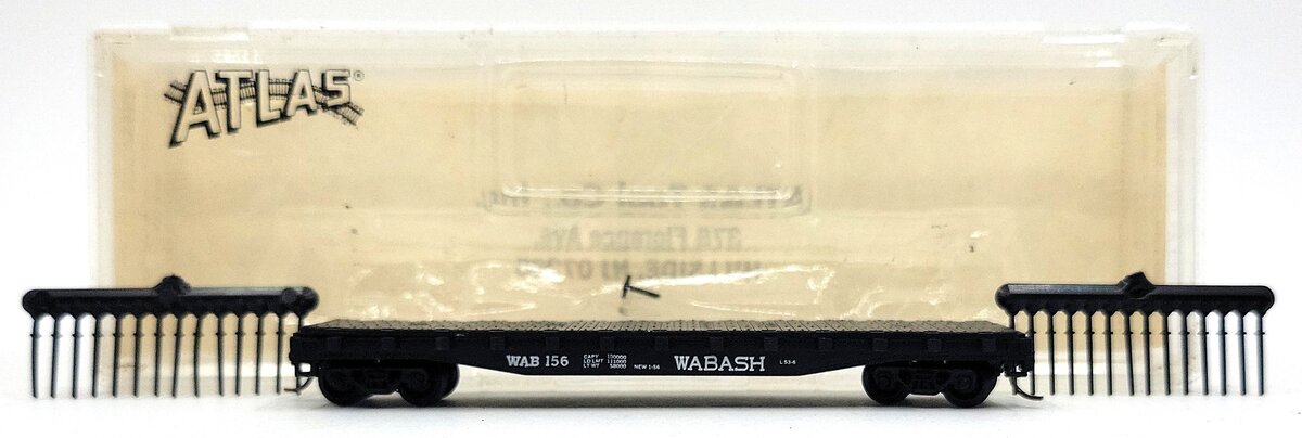 Atlas 3812 N Scale Wabash Flat Car w/ Spikes #156 EX/Box
