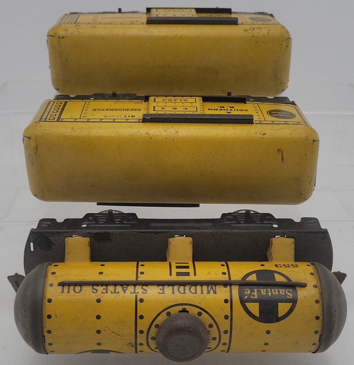 O Gauge Assorted Prewar C&S, Santa Fe Freight Cars #553 & #817 [3] VG