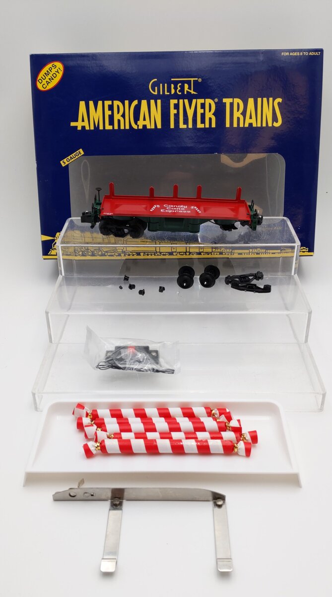 American Flyer 6-49028 S Gauge Candy Cane Operating Dump Car/Box