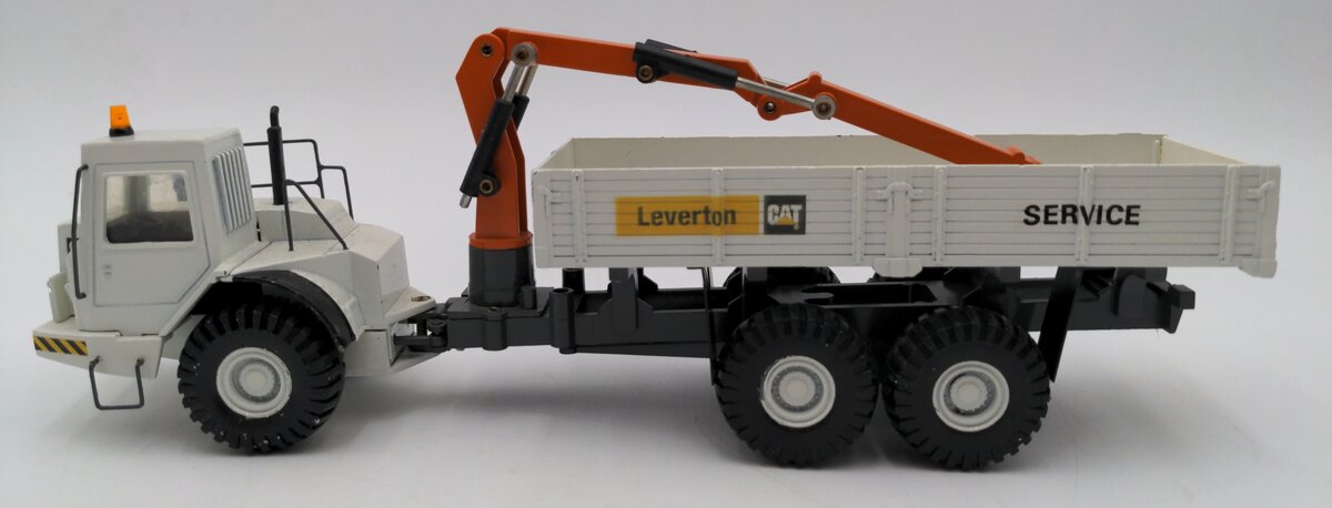 Ertl Leverton CAT White Flatbed With Orange Crane VG
