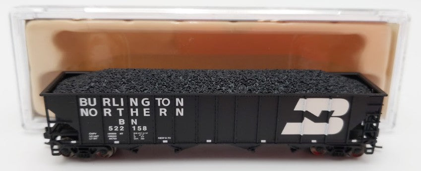 Trainworx Inc 2411-07 N Burlington Northern 100-Ton 4-Bay Hopper #522158 w Coal