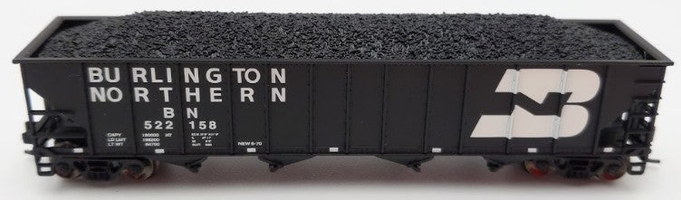 Trainworx Inc 2411-07 N Burlington Northern 100-Ton 4-Bay Hopper #522158 w Coal