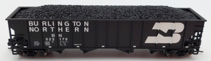 Trainworx Inc 2411-08 N Burlington Northern 100-Ton 4-Bay Hopper #522175 w Coal