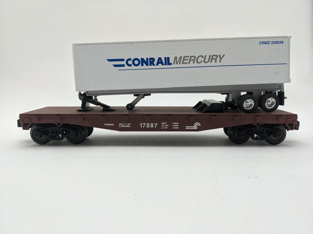 Lionel 6-17887 O Gauge LCCA Conrail Flatcar w/ Conrail Trailer #17887 EX