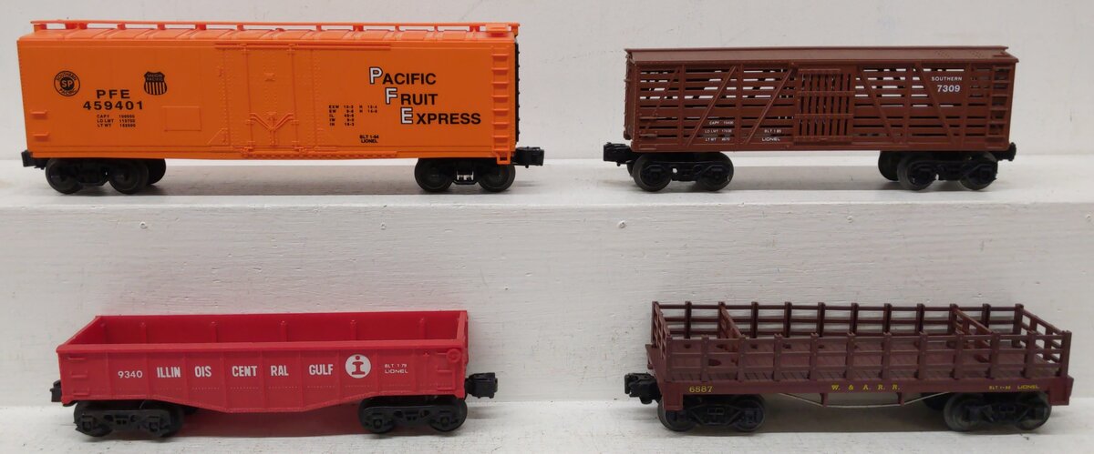 Lionel O Gauge Assorted Freight Cars: 6587, 9340, 7309, & 459401  [4] VG