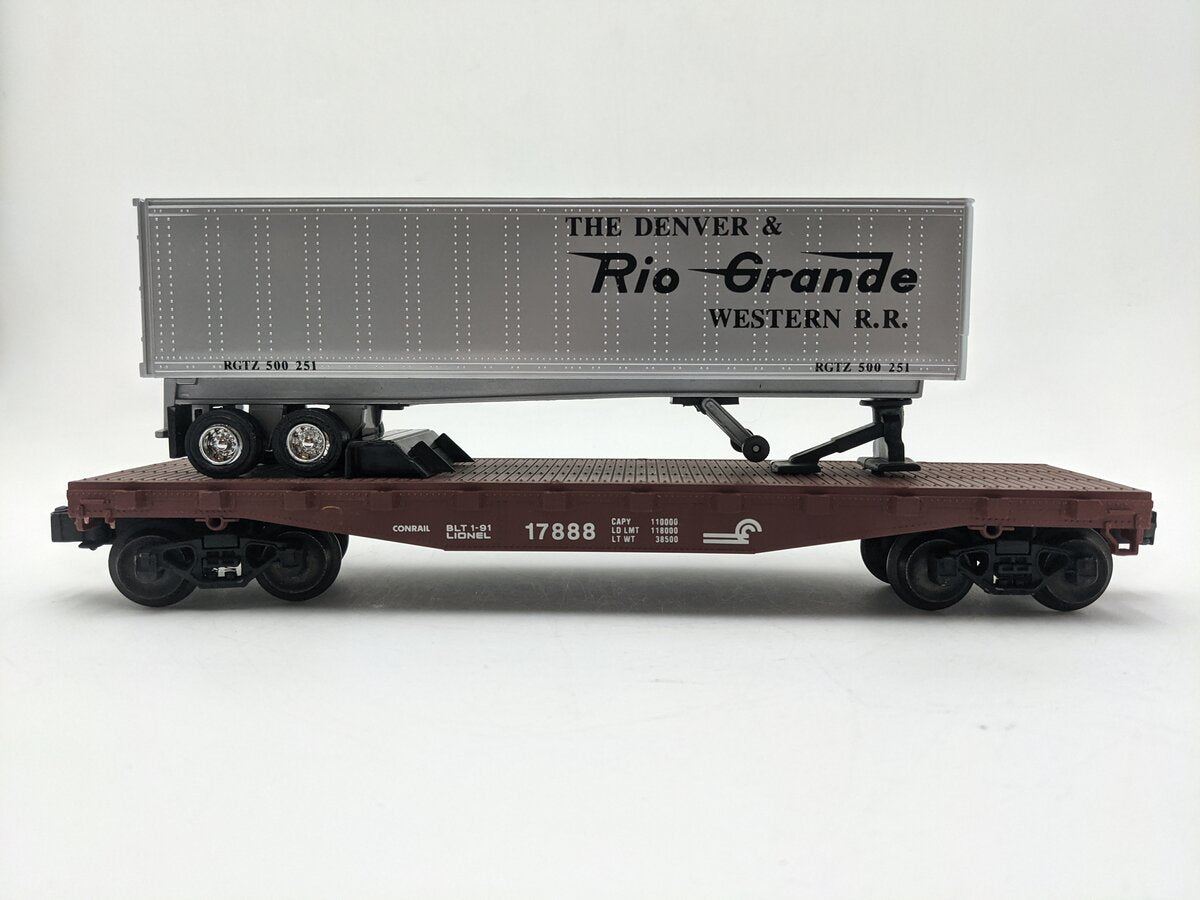 Lionel 6-17888 O Gauge LCCA-1991 Conrail Flatcar with Rio Grande Trailer #17888 EX