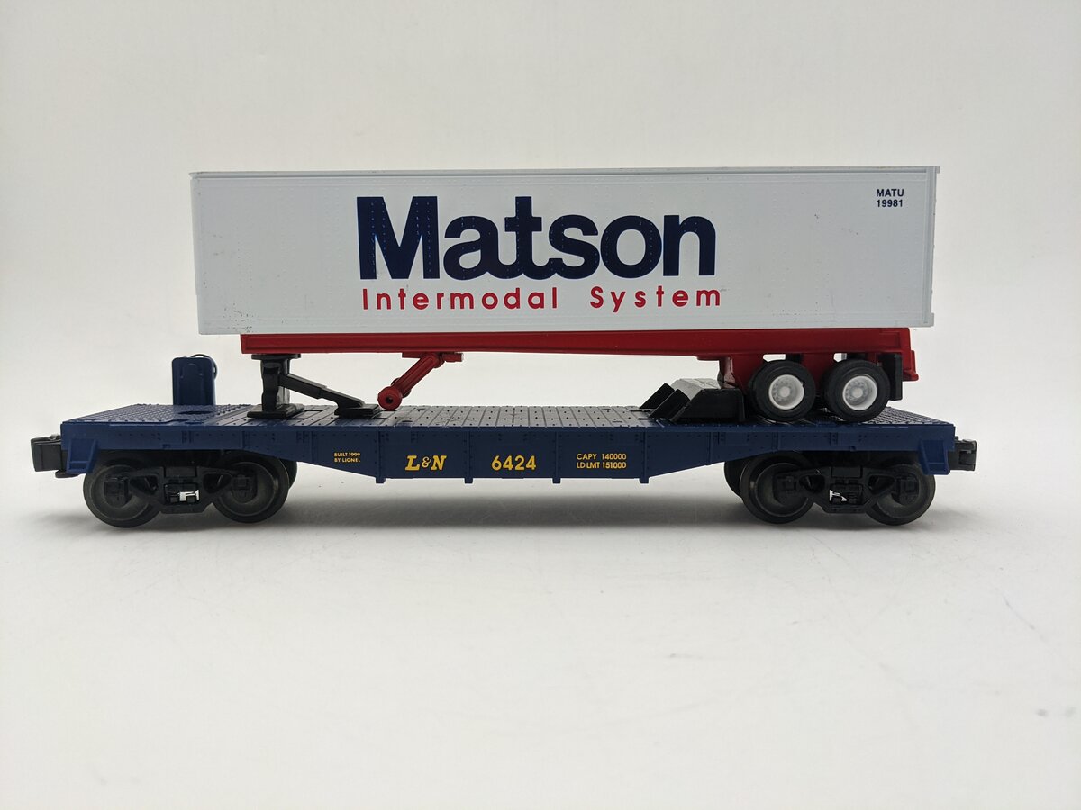 Lionel 6-19474 O Louisville & Nashville Flatcar W/Matson Trailer #6424 EX
