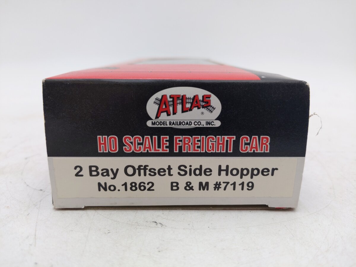 Atlas 1862 HO Scale B&M 2 Bay Offset Side Hopper #7119 EX/Box