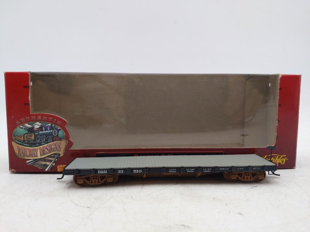 Ertl 4977 HO Scale Boston & Maine 50 Ton 40' Flat Car # 33510 EX/Box