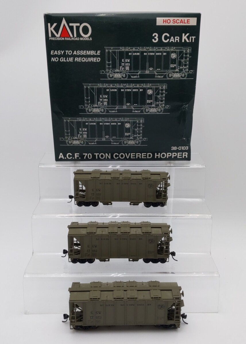 Kato 38-0103 HO St. Louis South Western ACF 70 Ton Covered Hopper Kit (Set of 3) EX/Box