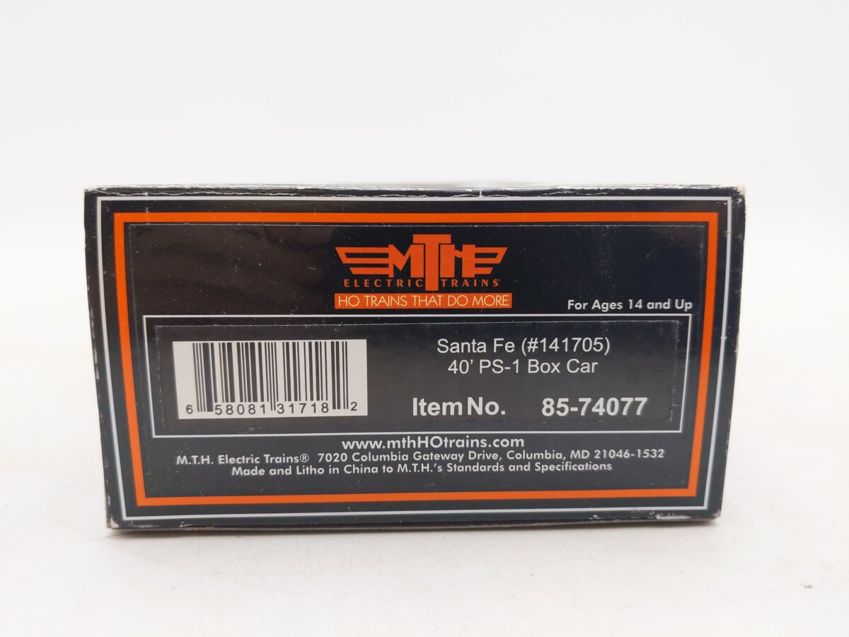 MTH 85-74077 HO Scale Santa Fe 40’ PS-1 Boxcar #141705 EX/Box