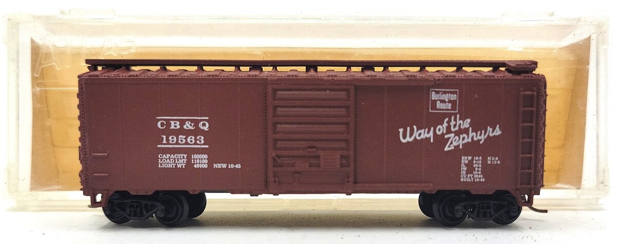 Atlas 3434 N CB&O 40' Single Door Boxcar #19563 LN/Box