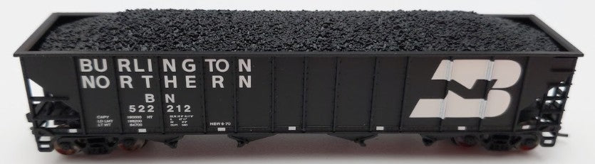 Trainworx Inc 2411-09 N Burlington Northern 100-Ton 4-Bay Hopper #522212 w Coal
