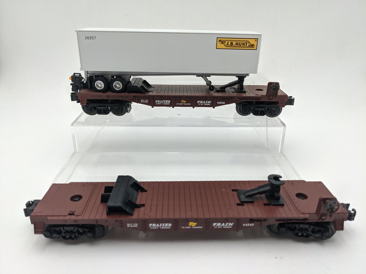 Lionel 6-36026 O Gauge TrailerTrain Flatcars with JB Hunt Trailers (Set of 2) EX
