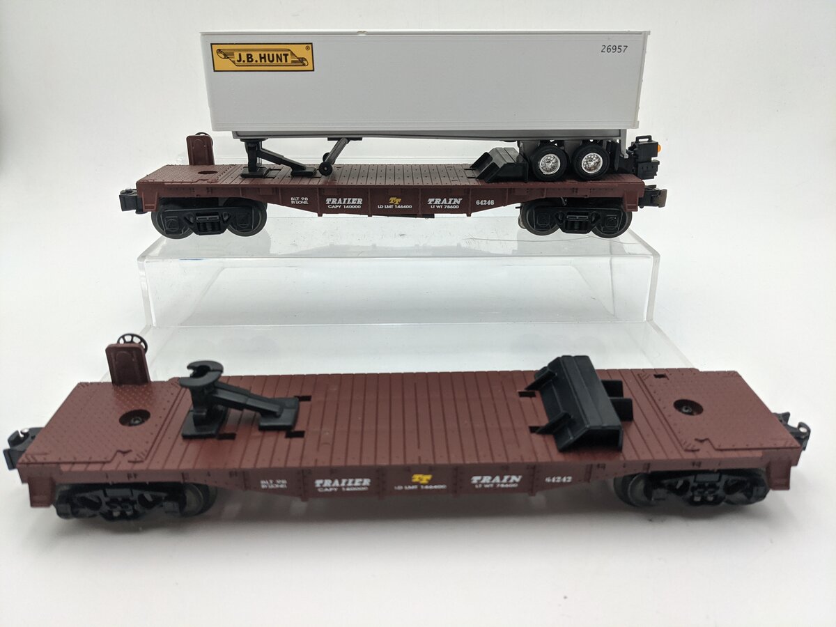 Lionel 6-36026 O Gauge TrailerTrain Flatcars with JB Hunt Trailers (Set of 2) EX