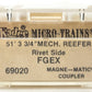Micro-Trains 06900020 N FGEX 51' 3 3/4" Rivet Side Mechanical Reefer #10204 EX/Box