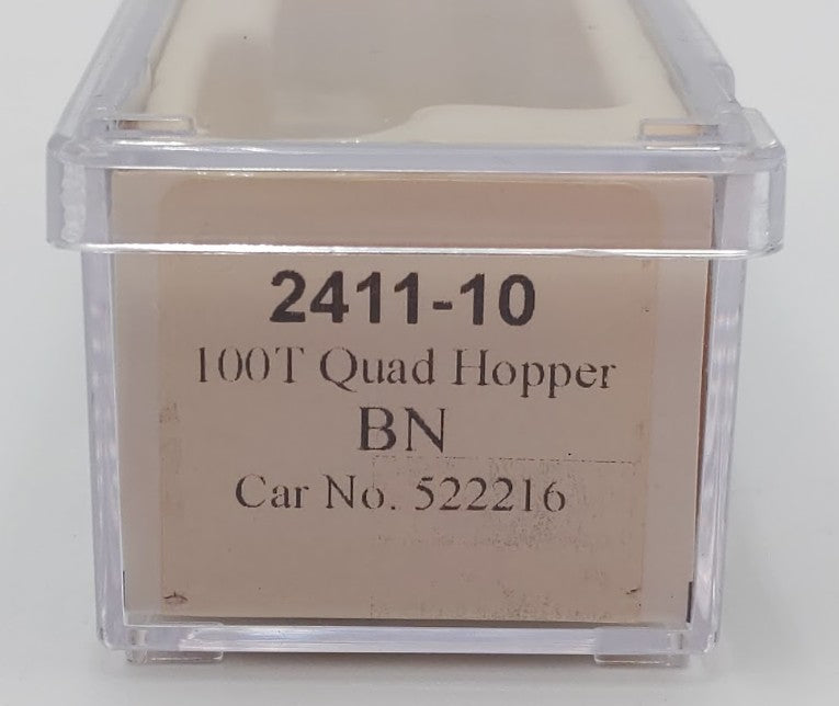 Trainworx Inc 2411-10 N Burlington Northern 100-Ton 4-Bay Hopper #522216 w Coal