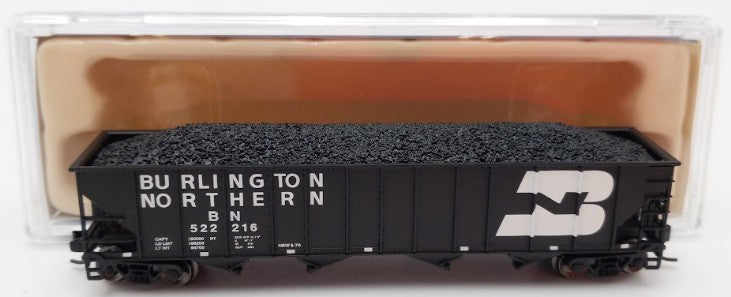 Trainworx Inc 2411-10 N Burlington Northern 100-Ton 4-Bay Hopper #522216 w Coal