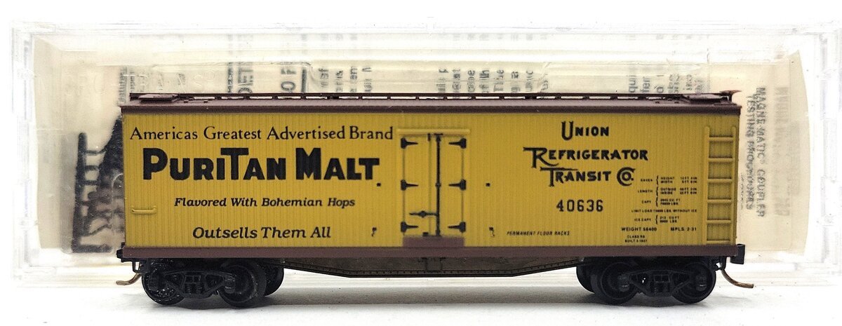Micro-Trains 04900350 N Puritan Malt 40' Double Sheathed Wood Reefer #40636 EX/Box