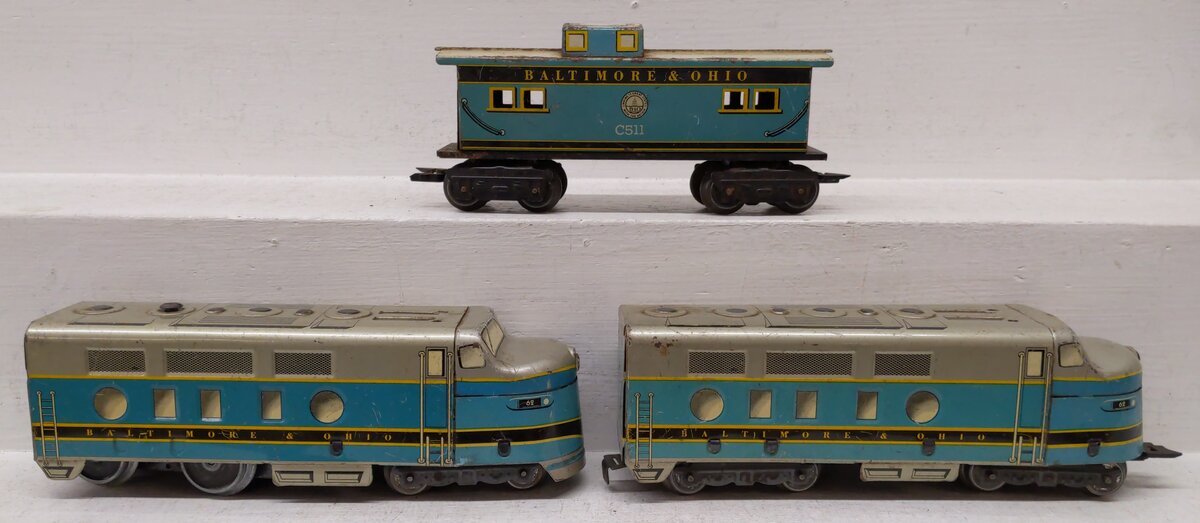 Marx Vintage O Baltimore & Ohio AA Set with Caboose #62, #C511