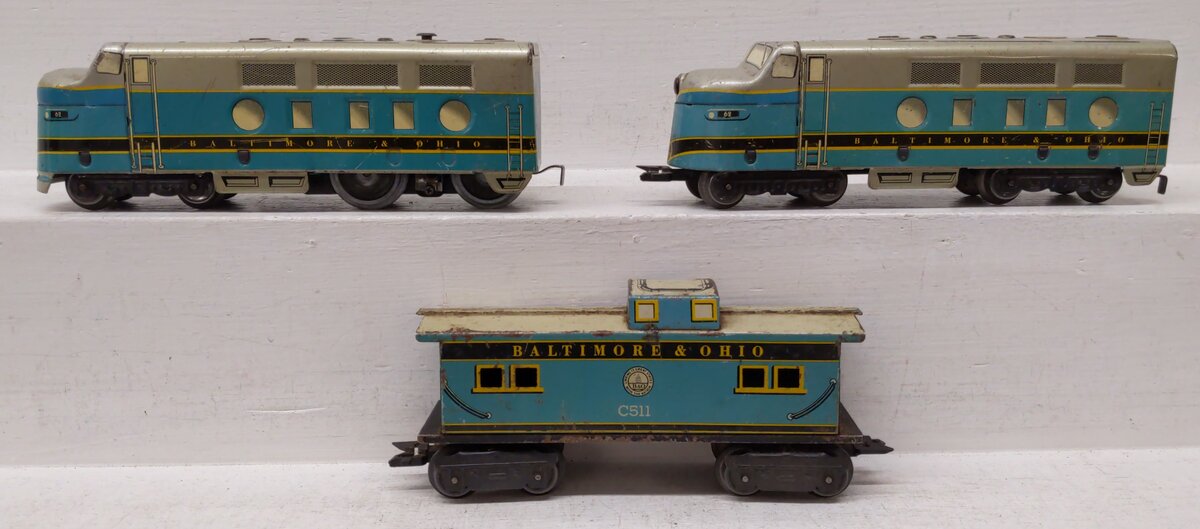 Marx Vintage O Baltimore & Ohio AA Set with Caboose #62, #C511
