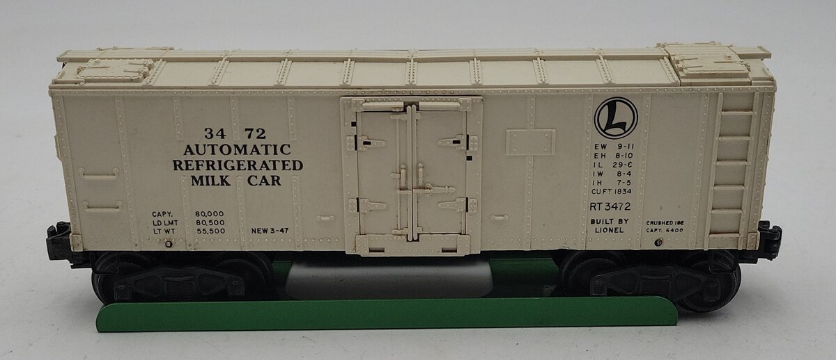 Lionel 3472 O Vintage Operating Milk Car with Platform VG