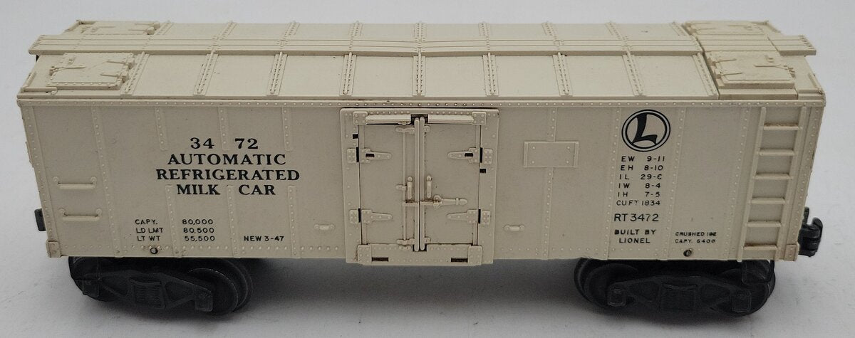 Lionel 3472 O Vintage Operating Milk Car with Platform VG